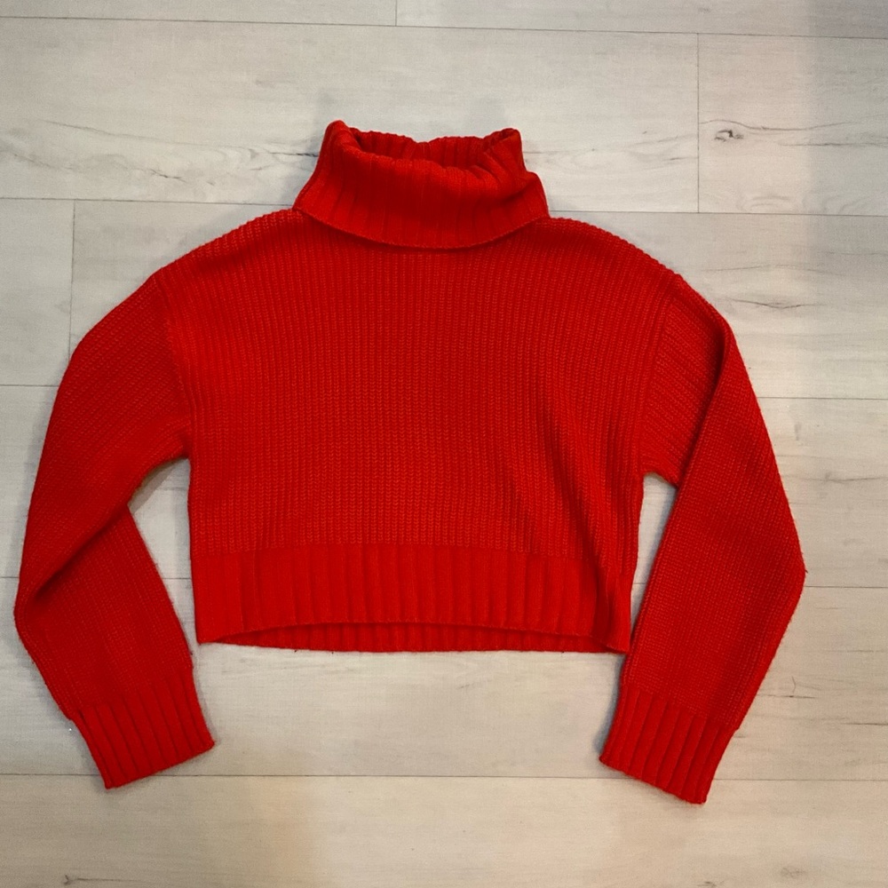 Future Collective Kahlana Barfield Brown Crop Turtleneck Long Sleeve Sweater‎ - Picture 2 of 7
